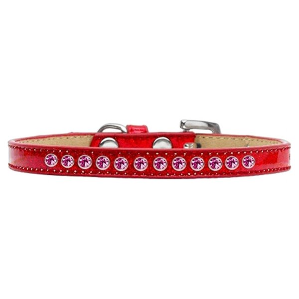 Mirage Pet Products 0.38 in. Bright Pink Crystal Puppy Ice Cream CollarRed Size 8 612-07 RD-8